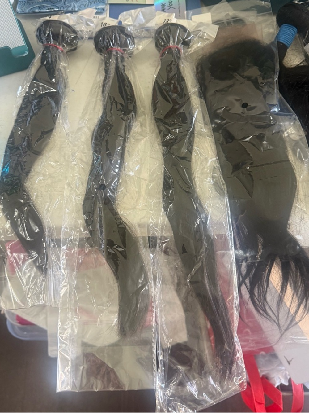 Black Women’s Hair Weft Bundles - Natural Black with a 13x6 frontal 14”16”18”16”